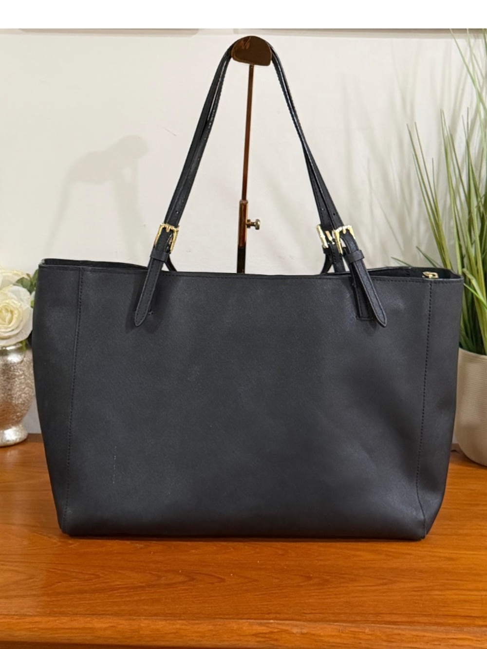 Tory Burch Black Saffiano Leather Large Tote Laptop Shoulder Bag - Picture 2 of 10